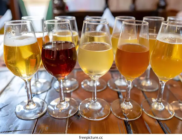 Assortment of Beers in Tasting Glasses