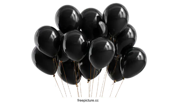 [Transparent Background PNG]Cluster of Glossy Black Balloons