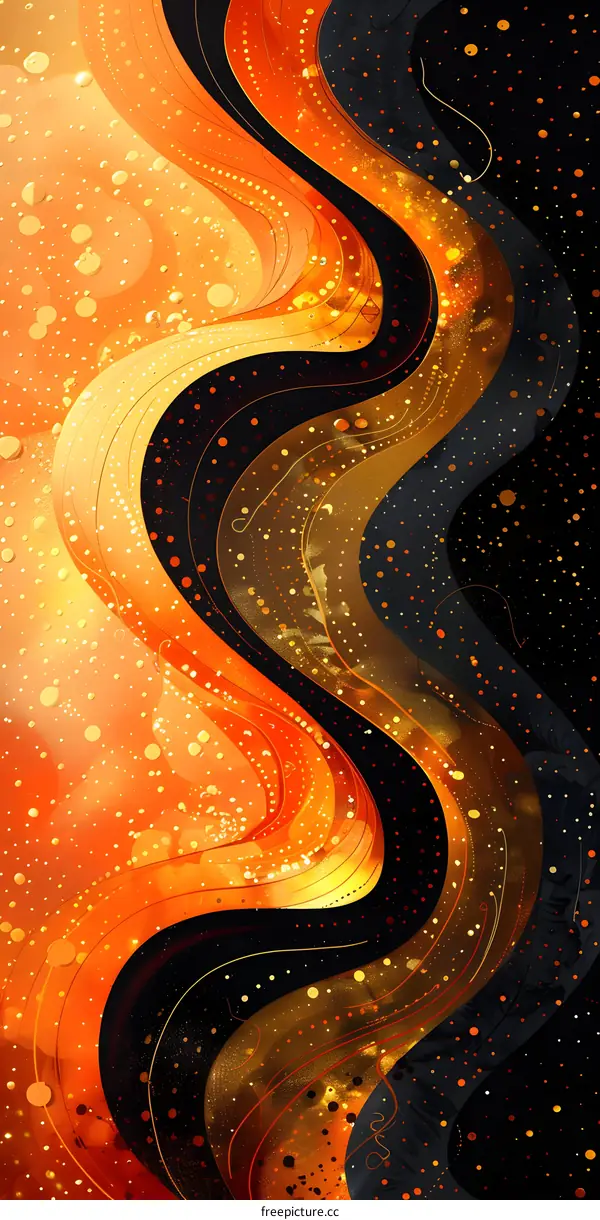 Abstract Swirls of Orange and Black