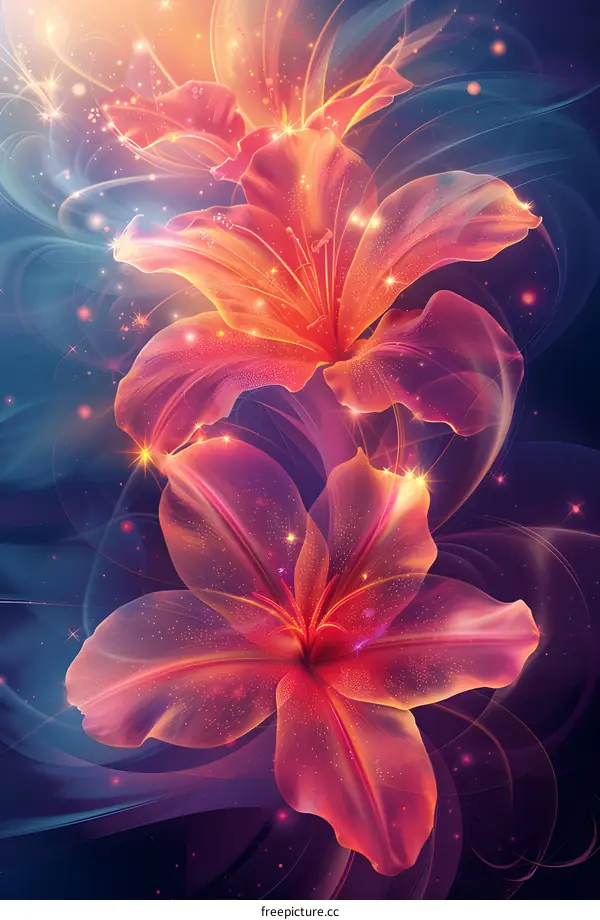 Lily flower petals sway in the breeze