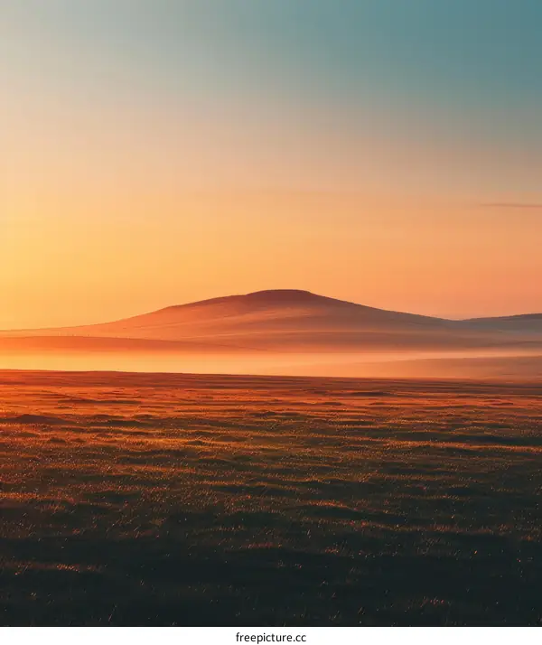 The sun sets over a vast plain