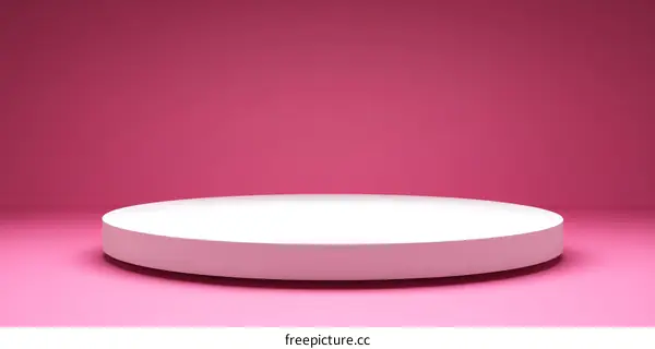 Simple White Round Display Podium on Pink Background
