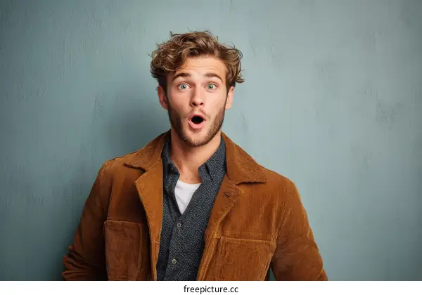 Surprised Caucasian Man Portrait