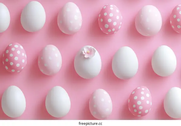 Easter Eggs Pattern on Pink Background