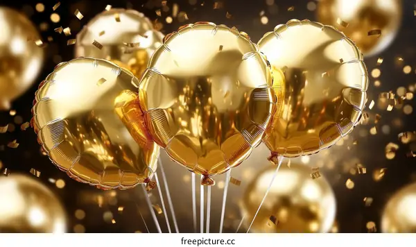 Golden Celebration Balloons with Confetti