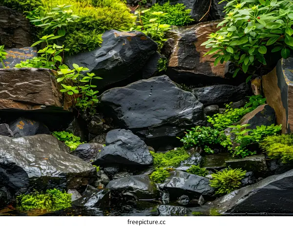Close Up of Green Moss Growing on Rocks in a Forest