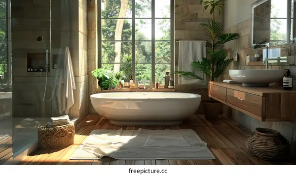 Modern Rustic Bathroom Design with Natural Light