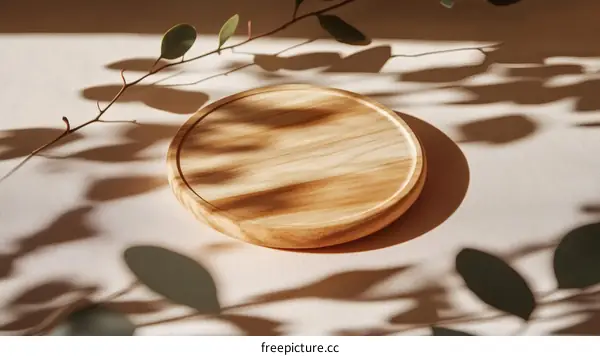 Wooden Round Platter with Natural Shadows