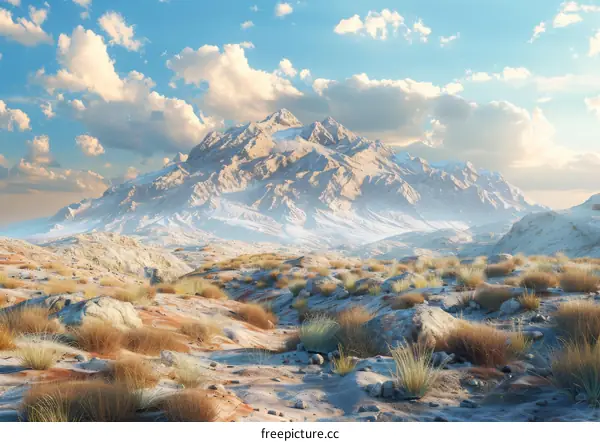 Rocky Mountain Landscape with Distant Peak