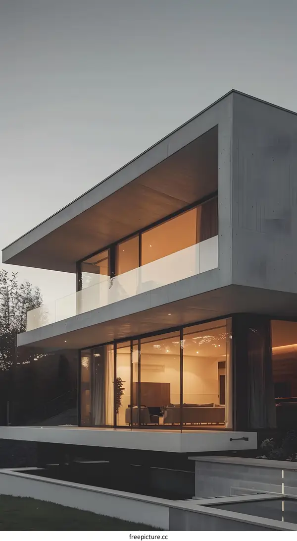 Modern House with Large Windows and Minimalist Design