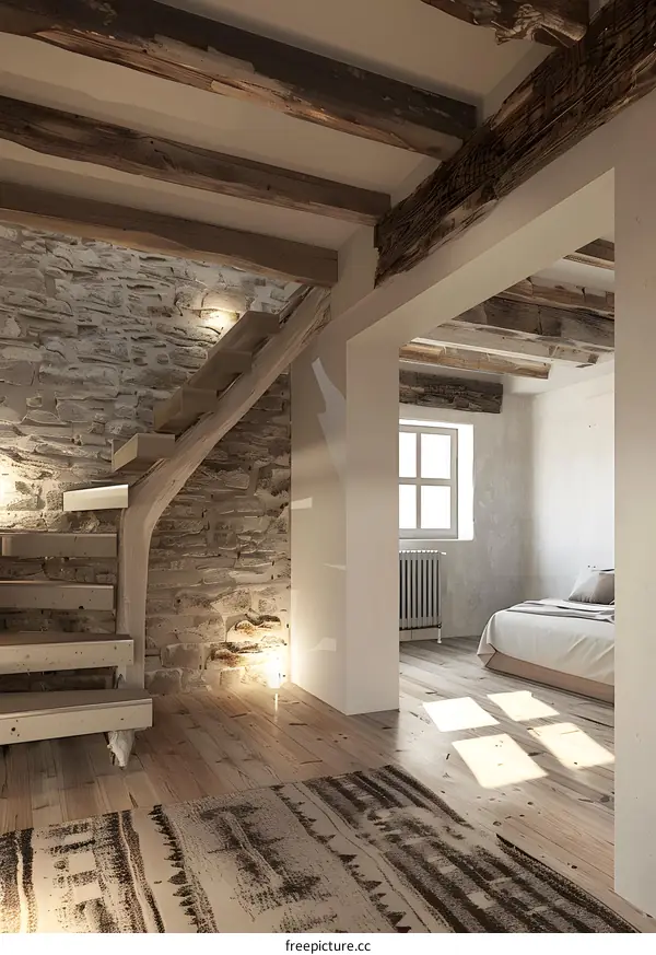 Rustic Modern Farmhouse Interior Design with Wood Beams