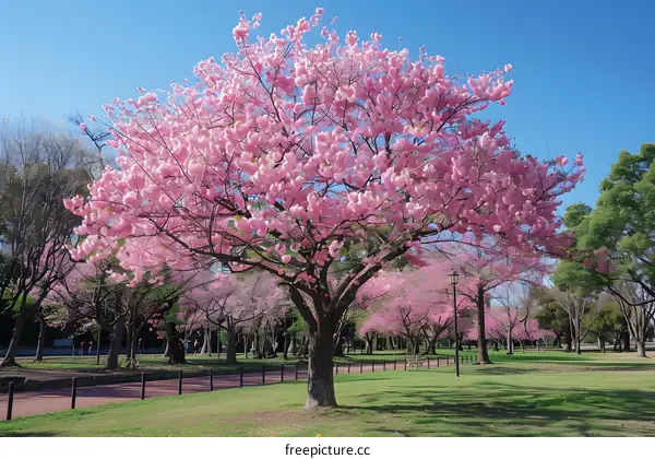 Cherry blossoms in full bloom