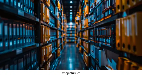 Organized Archive with Rows of Files