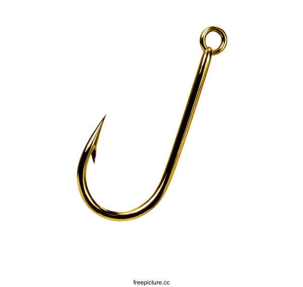 [Transparent Background PNG]Golden Fishing Hook on White Background