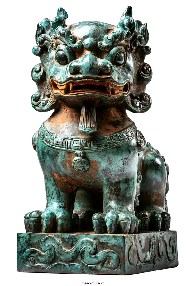 [Transparent Background PNG]Ancient Chinese Bronze Lion Sculpture