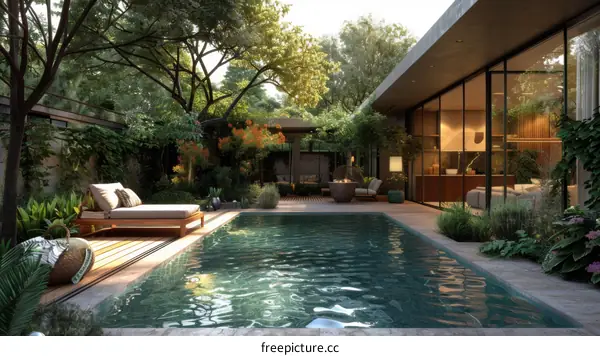 Modern Backyard Oasis with Swimming Pool