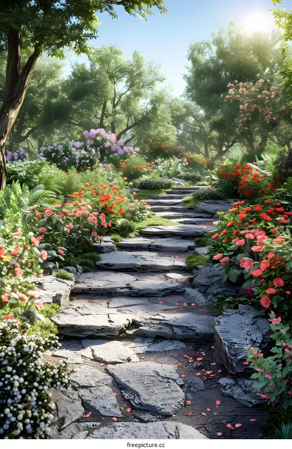 A garden full of blooming flowers