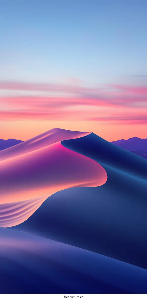 Purple and Pink Desert Dunes Landscape at Sunset