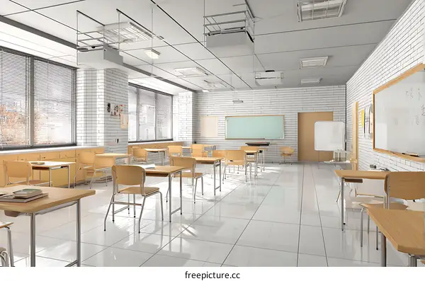 Modern Classroom Interior Design Illustration