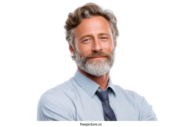 [Transparent Background PNG]Confident Mature Man Portrait