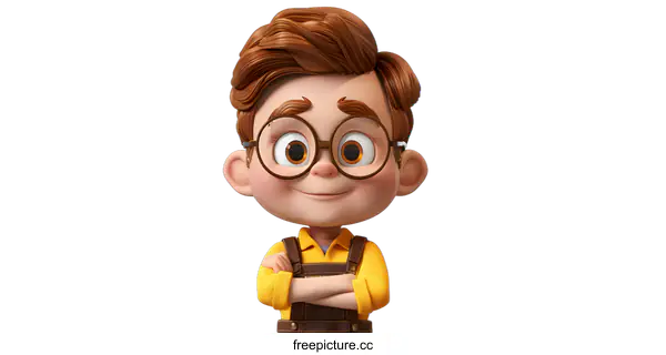 [Transparent Background PNG]3d cartoon character of a boy