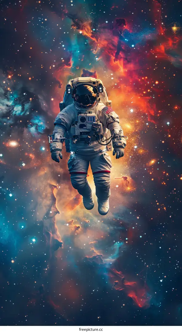 Astronaut in Colorful Nebula