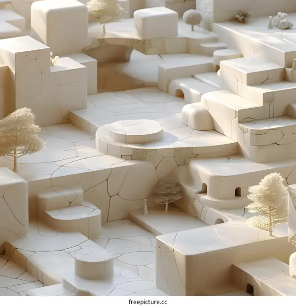 3D rendering of a city made of blocks