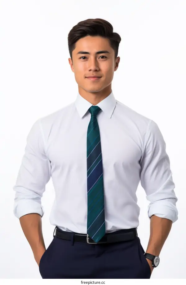 Studio portrait of young Asian businessman
