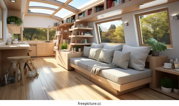 A cozy living space with natural lighting