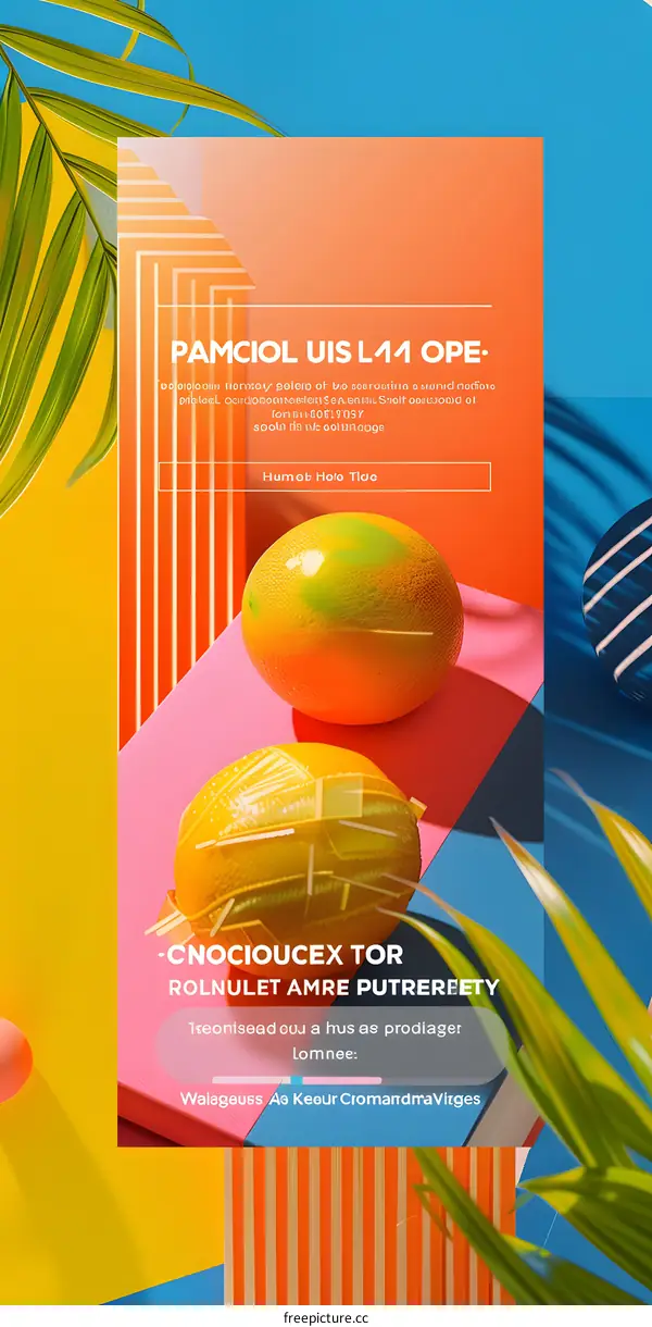 Abstract Colorful Geometric Background Design with Orange and Yellow Fruits