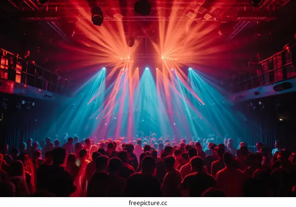 Nightclub with a large crowd dancing on the dance floor