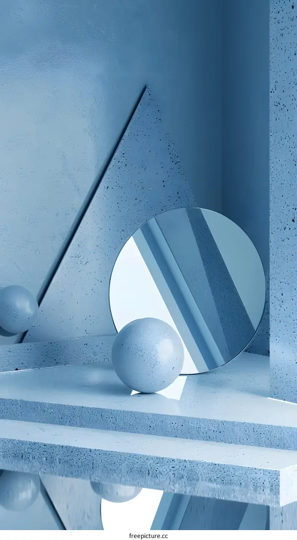 Abstract Minimalist Blue Geometric Shapes Background