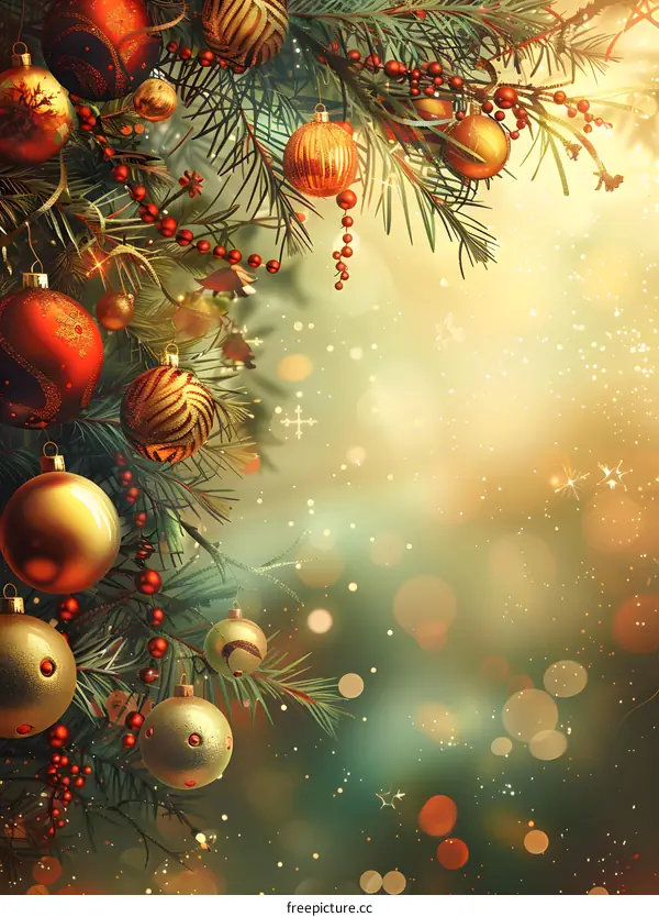 Christmas Tree with Red and Gold Ornaments