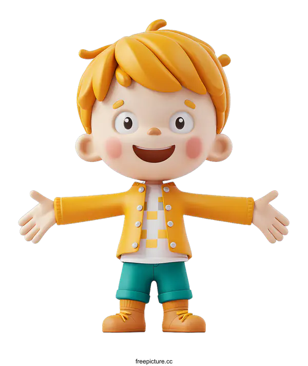 [Transparent Background PNG]3d cartoon character of a boy