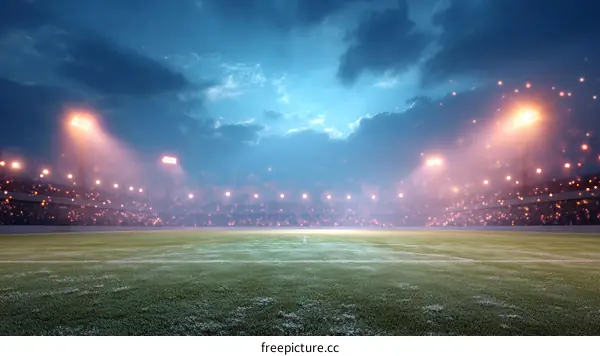 Night Football Stadium Crowd and Lights