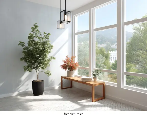 Modern Minimalist Interior Design with Large Windows