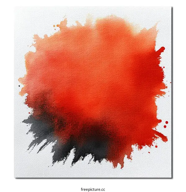 Abstract Watercolor Splashes of Red and Black