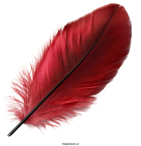 [Transparent Background PNG]Close-up Shot of a Vibrant Red Feather