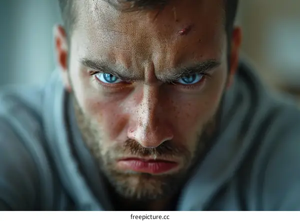 Close-up Portrait of a Man with Intense Expression