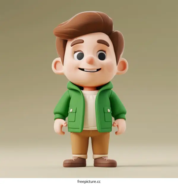 A 3D rendering of a young boy