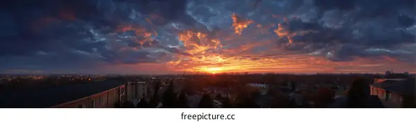 Dramatic Sunset over Cityscape