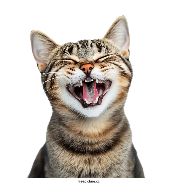 [Transparent Background PNG]Close up Portrait of a Cat Yawning with Mouth Open