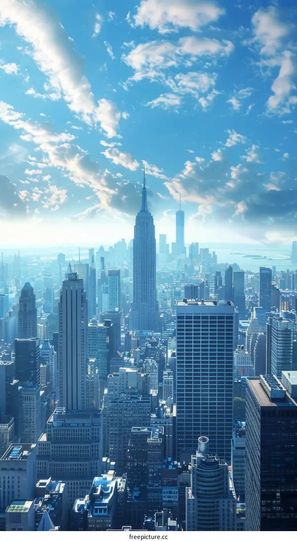 New York City Skyline with the Empire State Building in the Center