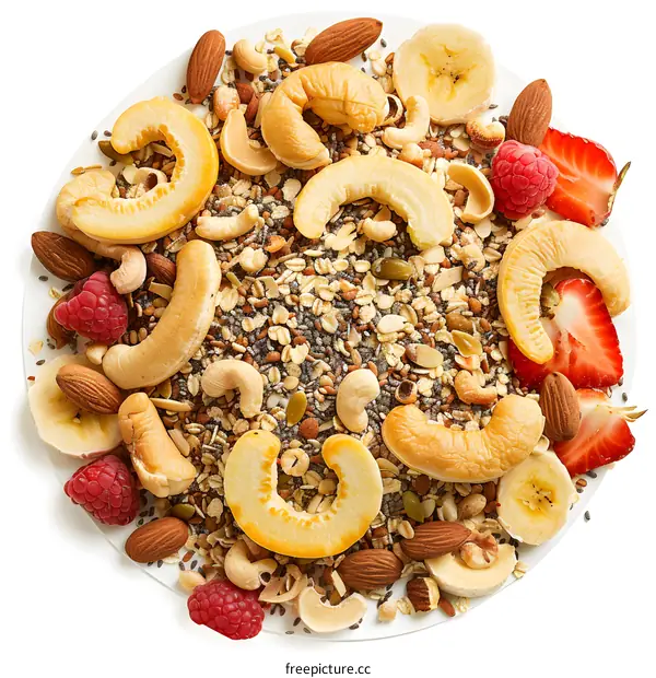 Top View of Granola with Dried Fruits and Nuts