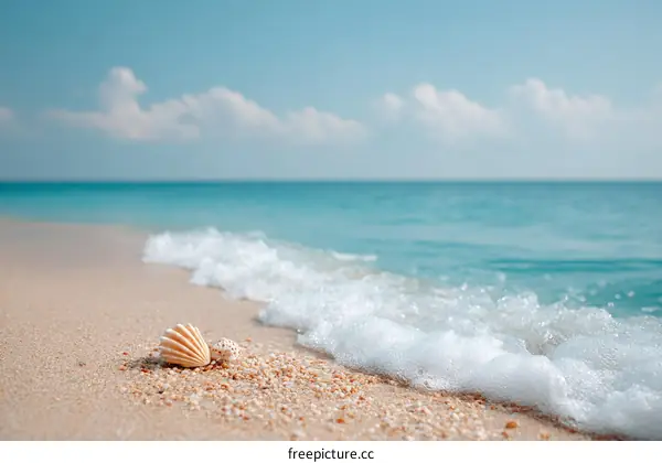Beautiful Beach Seascape with Seashell