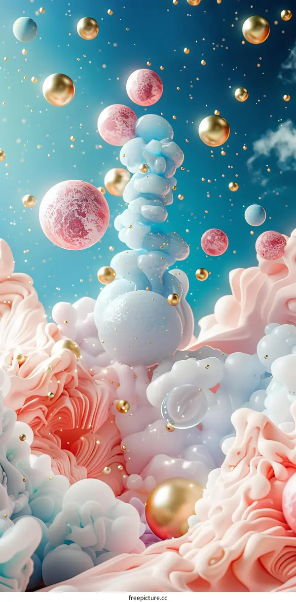 Abstract Colorful Liquid Forms in Space