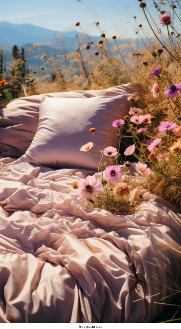 A Bed in a Field of Flowers