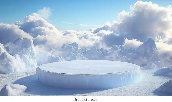 Winter Wonderland Ice Platform in the Clouds
