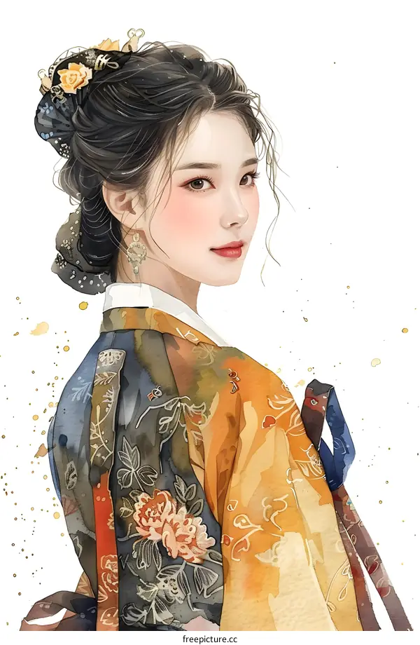 A beautiful Korean woman in traditional dress