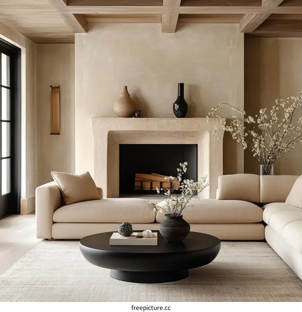 Modern Beige Living Room Interior Design